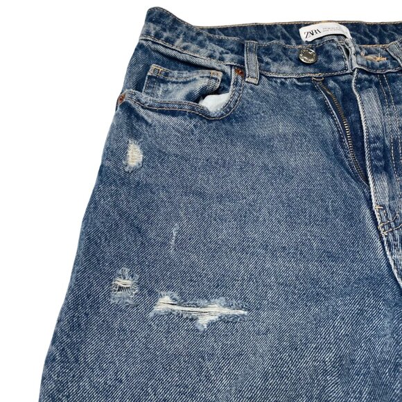 Zara Women's Mom Fit Distressed Jeans, size US 4 - Picture 4 of 14